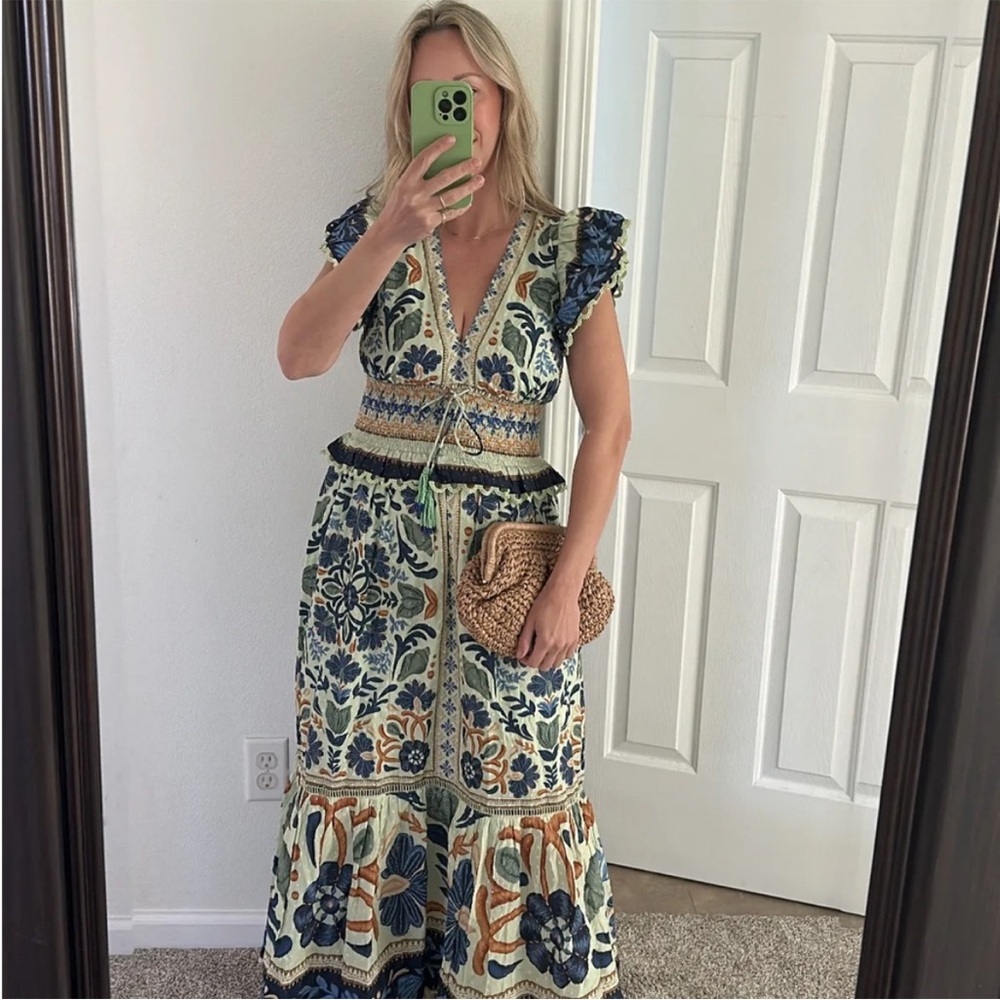 FARM Rio Ocean Tapestry Midi Dress- Medium - Picture 10 of 10